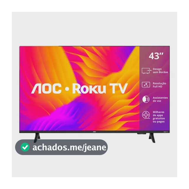 Smart Tv Aoc Led 43 Full Hd Wi-fi Roku Tv Sem Bordas