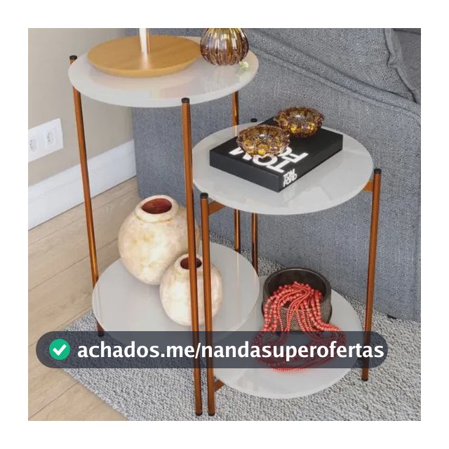 Conjunto de Mesa Lunis Off White com Pés de Ferro Bronze Ofertamo