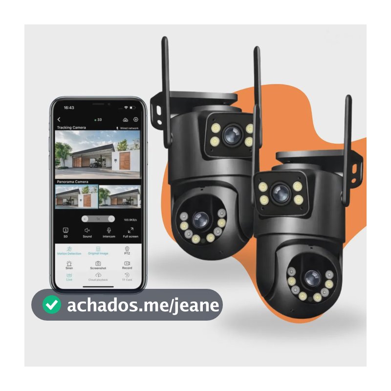 Kit 2 Câmeras de Segurança IP WiFi Interna Externa Full HD 360° Visão Noturna Detecção de Movimento Áudio Bidirecional Monitoramento Residencial