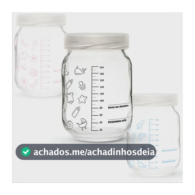 6 Frascos / Potes Vidro P/ Leite Materno - Graduação 200ml