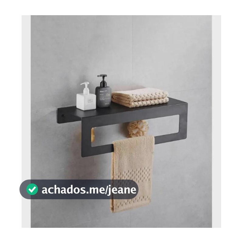 Prateleira Banheiro Toalheiro Com Suporte De Toalha Em Metal Preto