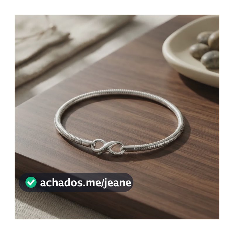 Pulseira Infinito Prata 925 Revestido Prateado 0 Cm 17 Cm