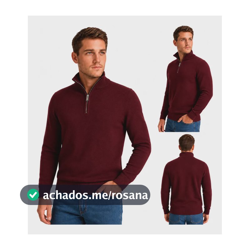 Blusa De Frio Masculina Suéter Gola Alta Inverno Premium Bordô G