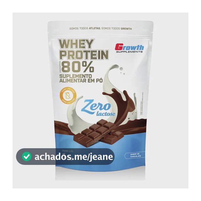 Whey Protein Concentrado Zero Lactose 1kg Growth Supplements Chocolate