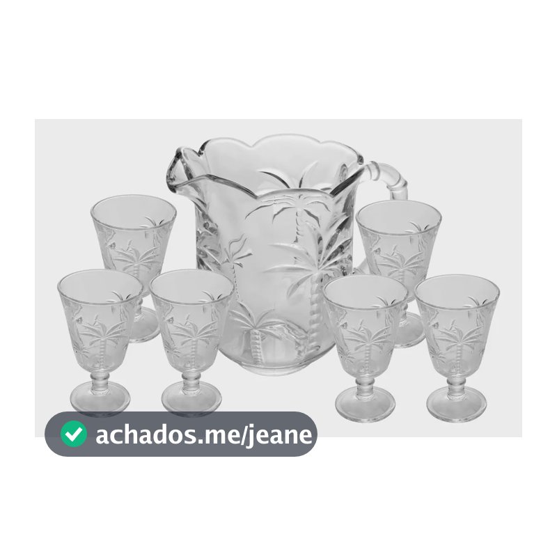 Conjunto Jarra com 6 Taças Palm 1,3L/240ml Cristal Lyor