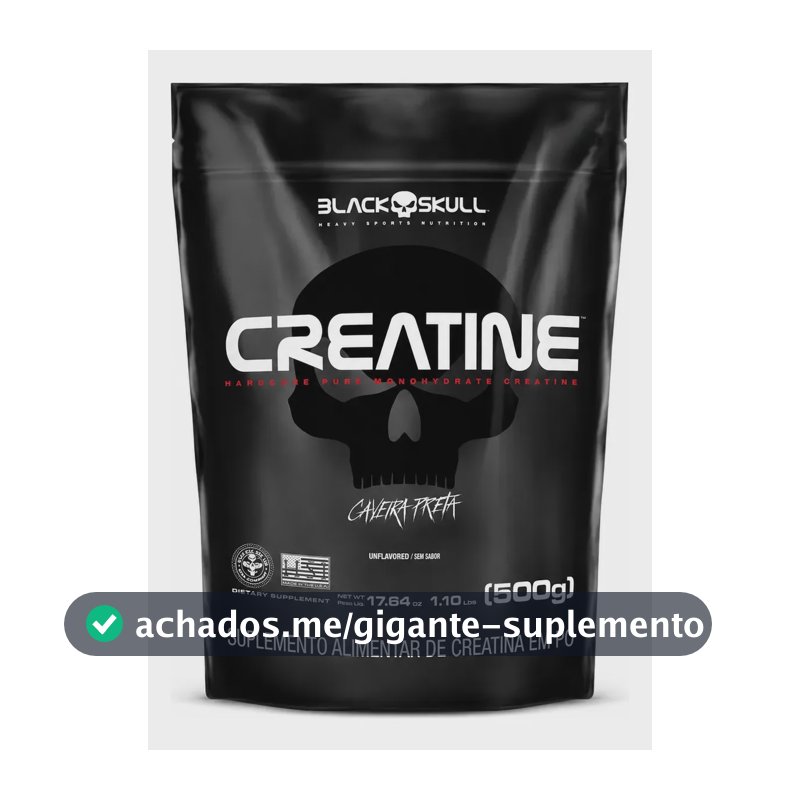 Creatina Monohidratada Pura Black Skull Pura - 100% Monoidratada Em Pó Sem Sabor X 500g
