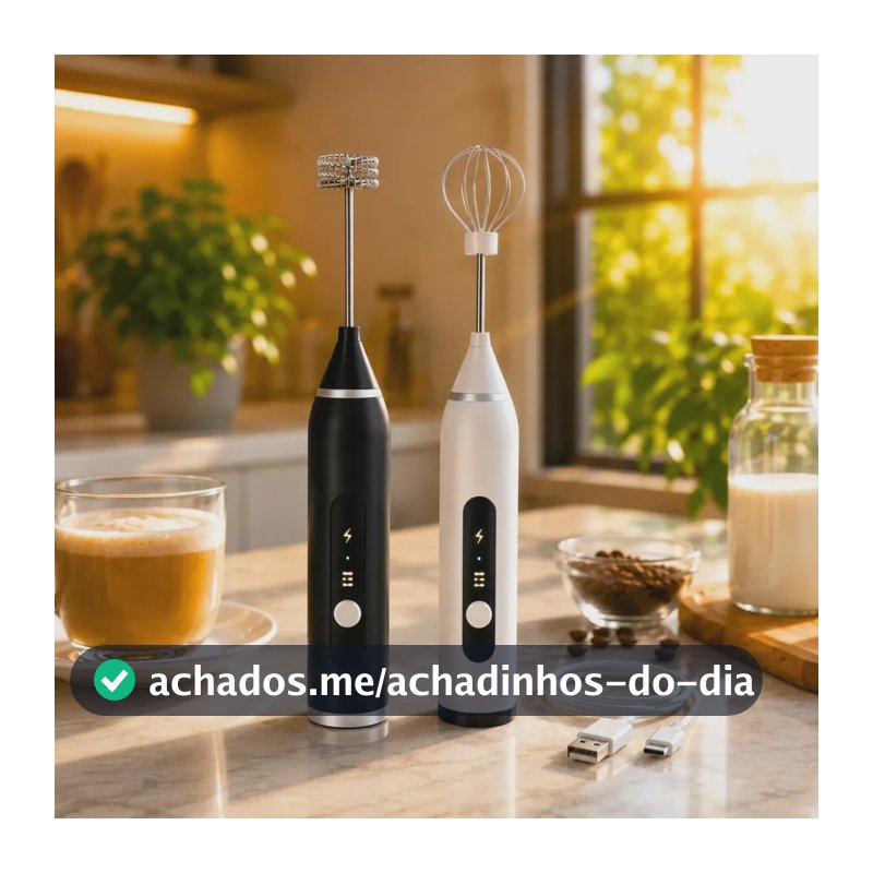 Mixer Portátil Elétrico 2 em 1 Misturador de Bebidas Mini Batedor Premium USB Mexedor Bebidas Vitaminas Café Chá Drink Blackbom