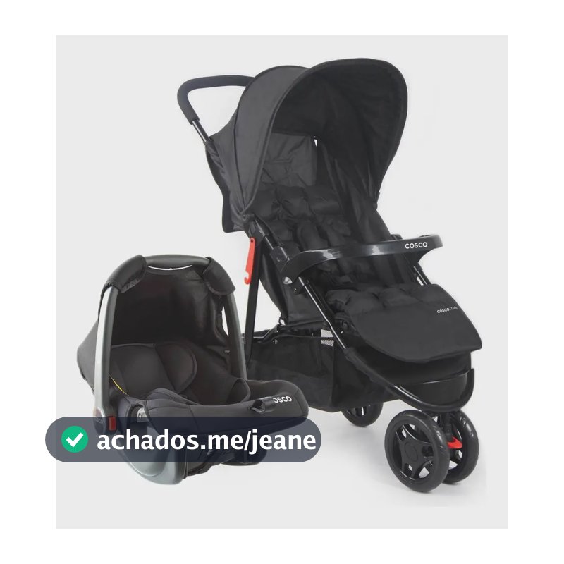 Travel System Cosco Kids, Toffy, 0 a 15kg, Preto Absoluto