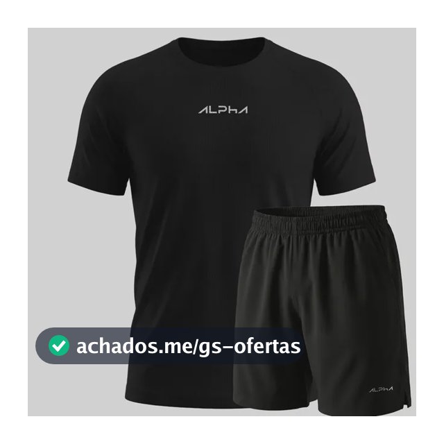 Kit Bermuda+camiseta New Fluid Dry Fitness Academia Alpha