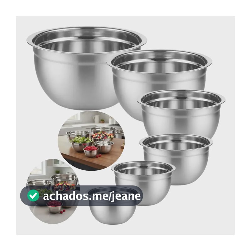 Jogo Bowl Conjunto Bacia Profissional Tigela Aço Inox 6 Pçs