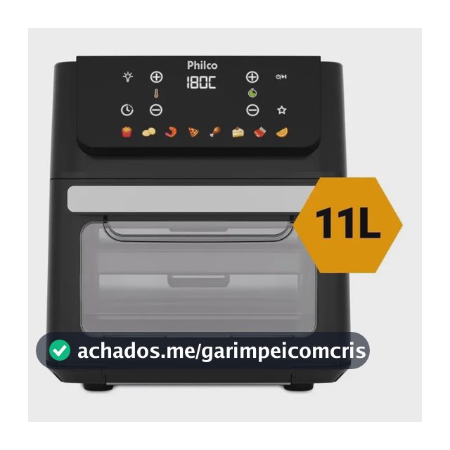 Fritadeira Air Fryer Oven 11 Litros 1800w 8 Funções Philco PAF11B