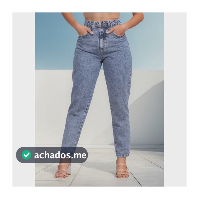 Calça Mom Jeans Feminina Cintura Alta Marmorizada
