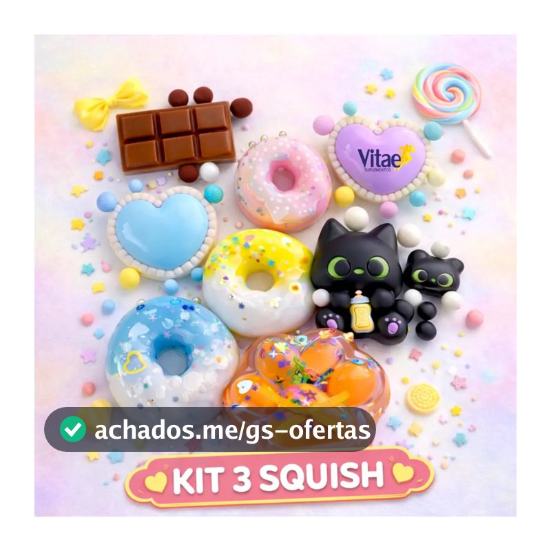 Kit 3 Taba Squishy Alívio Estresse Apertar Anti-stress Kawaii Tiktok De Apertar Gatinho, Chocolate, Donuts, Coração Sortidos Vitae S