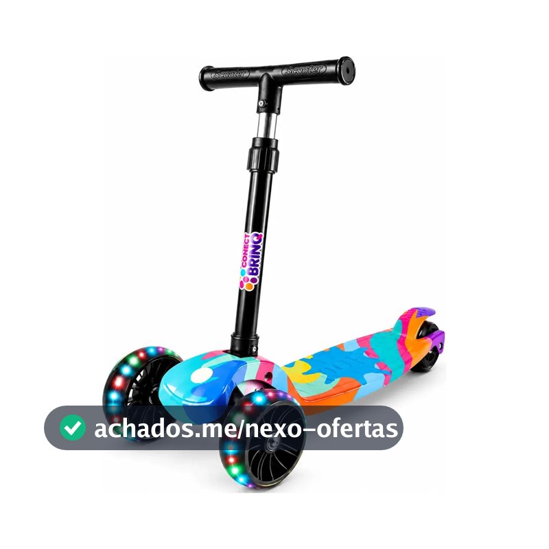 Patinete Infantil Scooter Dobrável Com Led Freio Bv0011 Mega Compras