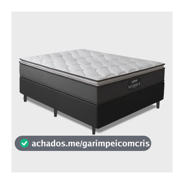 Cama Box Casal Colchão Gazin Molas Ensacadas Pillow Maximus Cinza e Preto 138x188x62cm