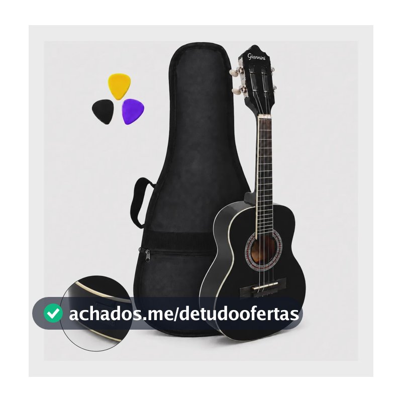 Cavaco Eletroacústico Giannini Cs-14bk Capa, Palhetas Preto
