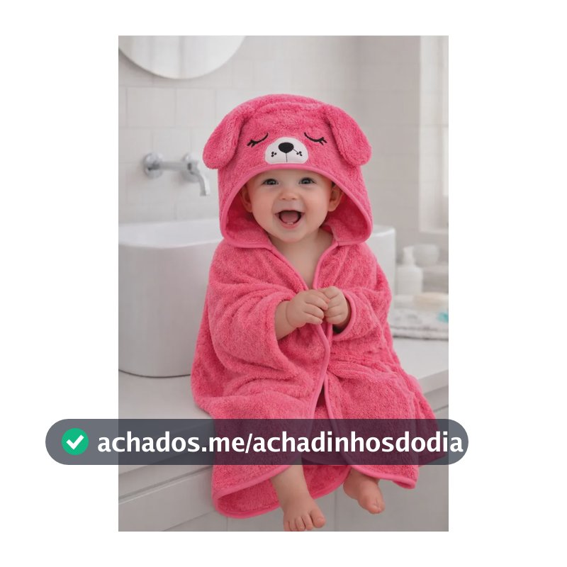 Toalha Bebê Com Capuz Cachorrinho 80x80 Microfibra Pink