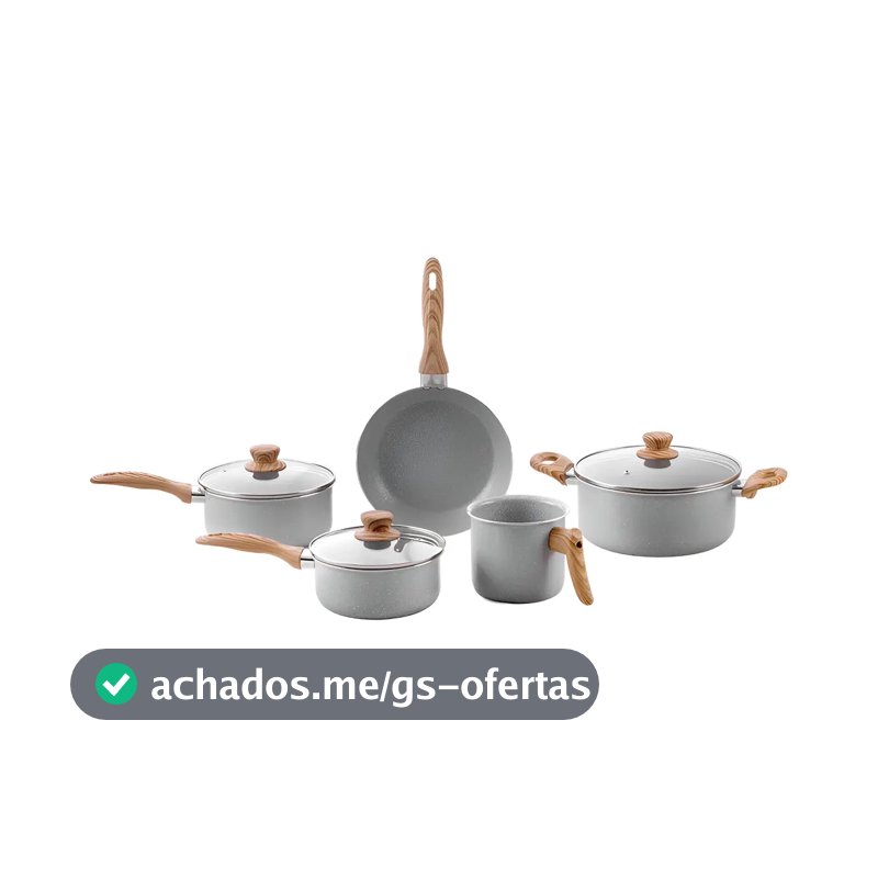 Conjunto De 5 Panelas Gris Brinox Ceramic Life Easy Cinza