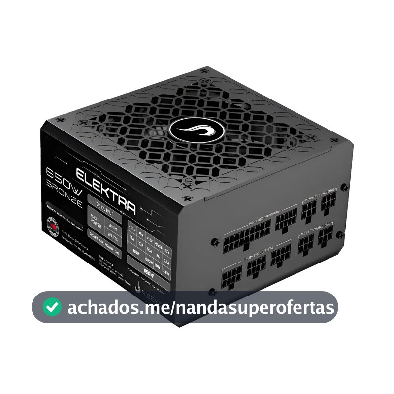 Fonte Gamer Rise Mode Elektra 650w Full Modular Selo Teclab Preto