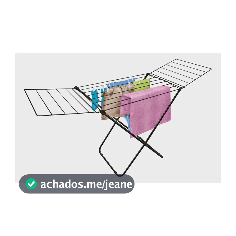 Varal De Chão Com Abas Secalux De piso Dobravel Aço Pratico E Econômico 11kg Cor Preto