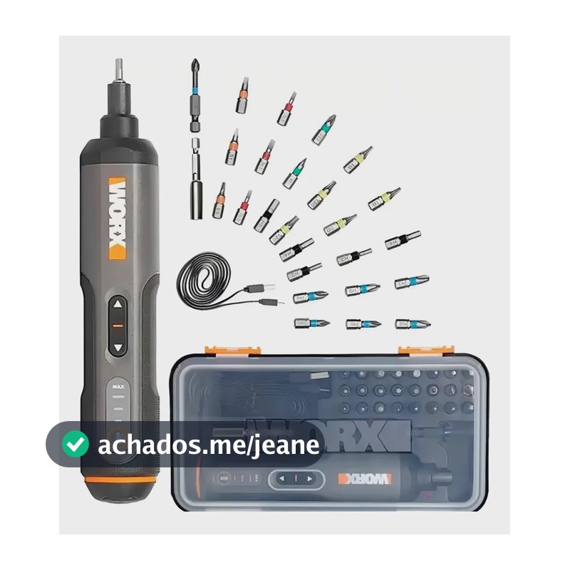 Parafusadeira Bivolt 4,0v Com Led E Kit Bits Wx240 Worx Cor Preto Frequência 60hz