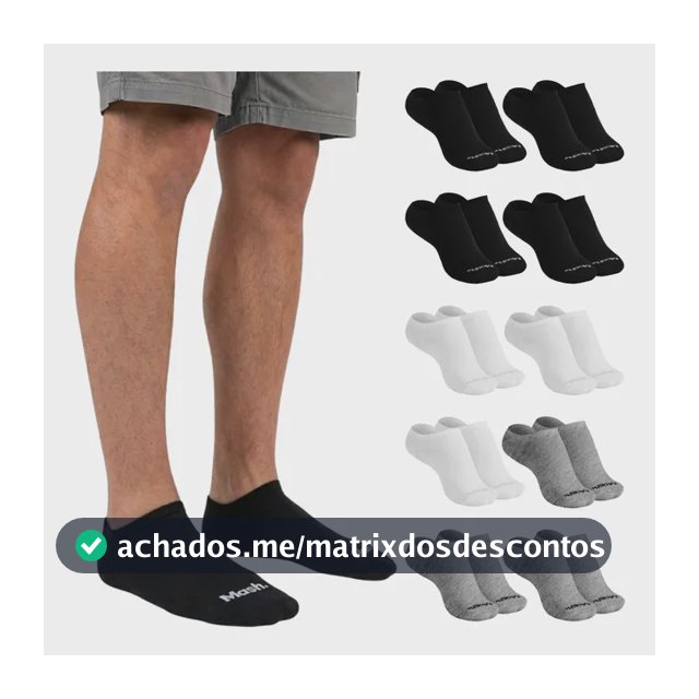 Kit 10 Pares Meia Invisível Soquete Algodão Confortável Mash