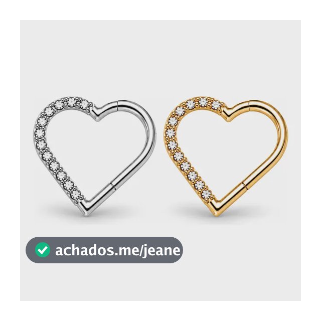 Piercing Titânio Coração Daith Helix Click Cravejada 8 10mm Dourado / Direito / 8mm