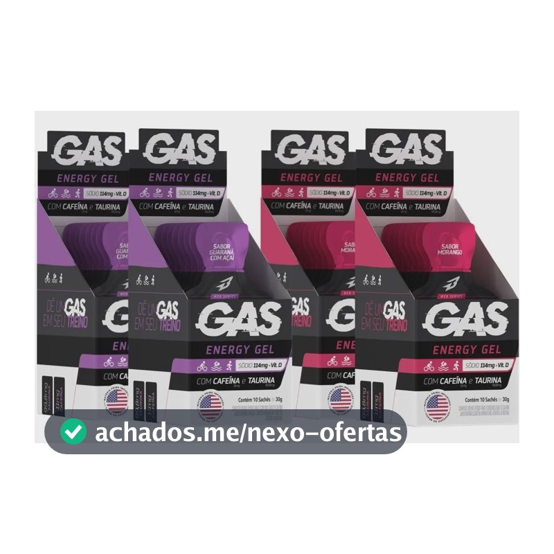 Kit 4x Caixas Gas Gel Energético 40 Sachês Bodyaction Sabor Morango/guarana Com Açai