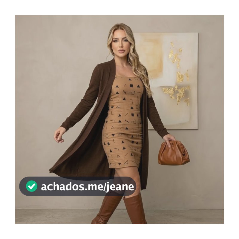 Cardigan Feminino Longo Lanzinha Soft Inverno Quentinho Frio Marrom Liso M