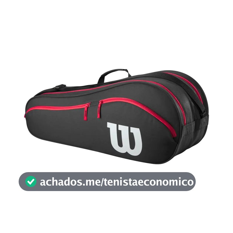 Raqueteira Wilson Advantage preta e vermelha 6pk