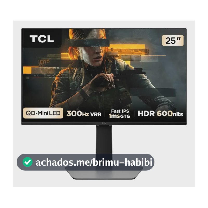 Monitor Gamer Tcl 25g64 25  Qd-mini Led 300hz Preto Preto
