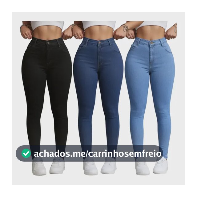 Kit 3 Calça Jeans Feminina Siknny  Cintura Alta  Premium