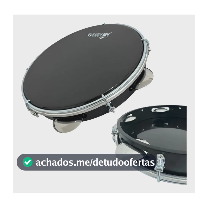 Pandeiro Profissional Vanguarda 10 Polegadas Pele Preto Pandeiro Preto