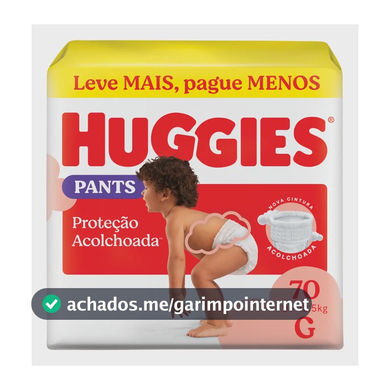 Huggies Fralda Pants Roupinha Proteção Acolchoada G - 70 Un