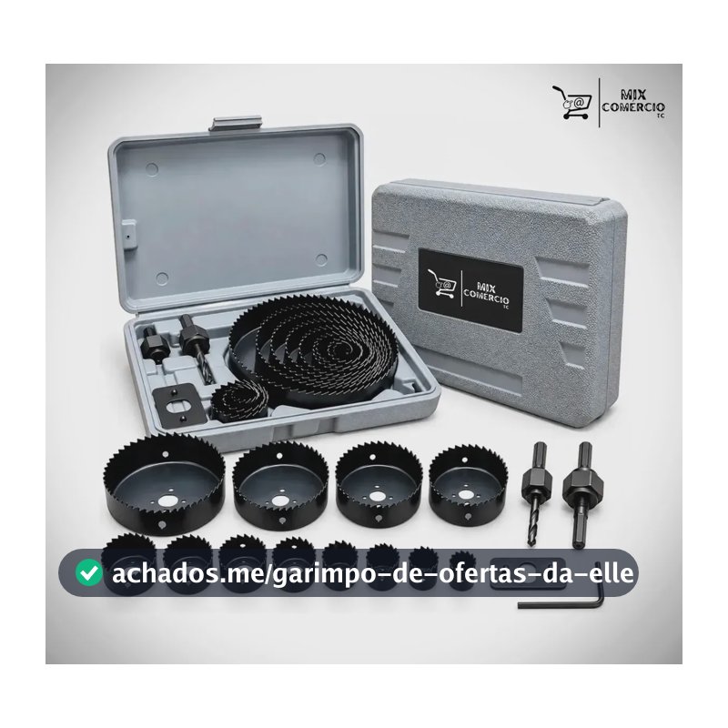 Jogo Serra Copo 16 Peças 19mm A 127mm Para Madeira Gesso Pvc Mdf Compensado Kit Completo Para Furadeira Conjunto De Serras Para Perfuração E Corte Circular Em Obras Reformas Marcenaria E Instalações