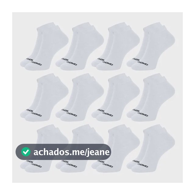 Kit 12 Pares Meia Masculina Cano Curto Soquete Algodão Duomo 12 Branco Masculina Academia Toque Macio 39-44 Meia Cano Baixo Masculina