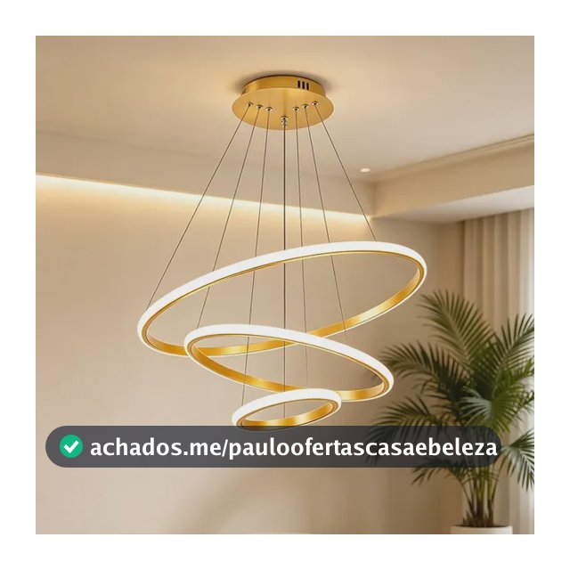 Lustre Led Sala Moderno 60w, 3 Arcos Pendente Luminária Teto 127/220v Dourado