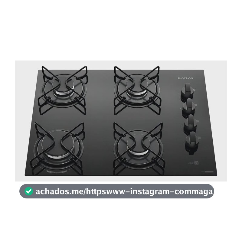 Cooktop 4 Bocas Atlas Agile Up Mesa Vidro Mega Chama Bivolt