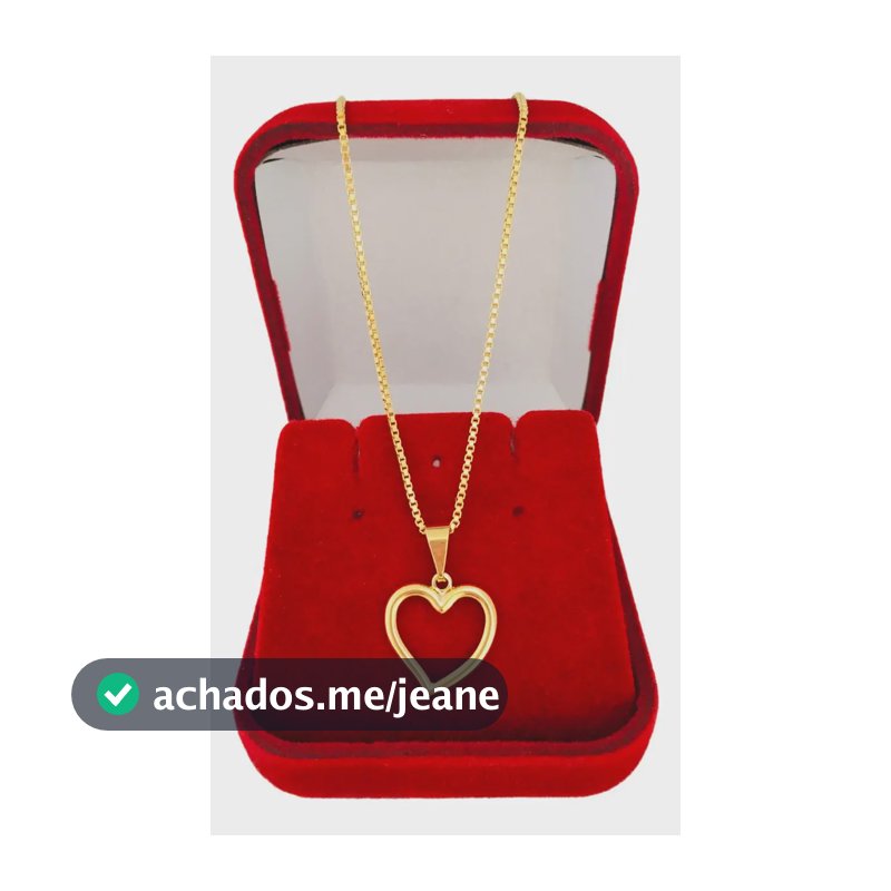 Cordão Ouro Feminino Com Pingente Coração Banhado A Ouro 18k Cor Dourado