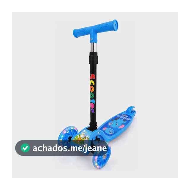 Patinete Infantil 3 Rodas Led Dobrável Ajustável Presente Azul Elefante Safari