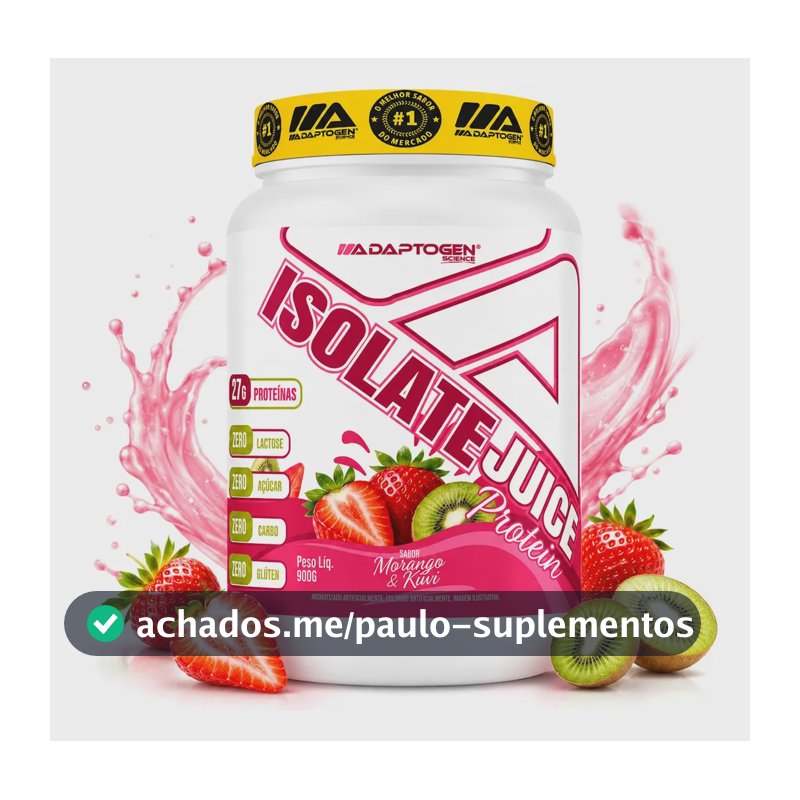 Proteína Adaptogen Isolate Juice em pó sabor Morango kiwi x 900g