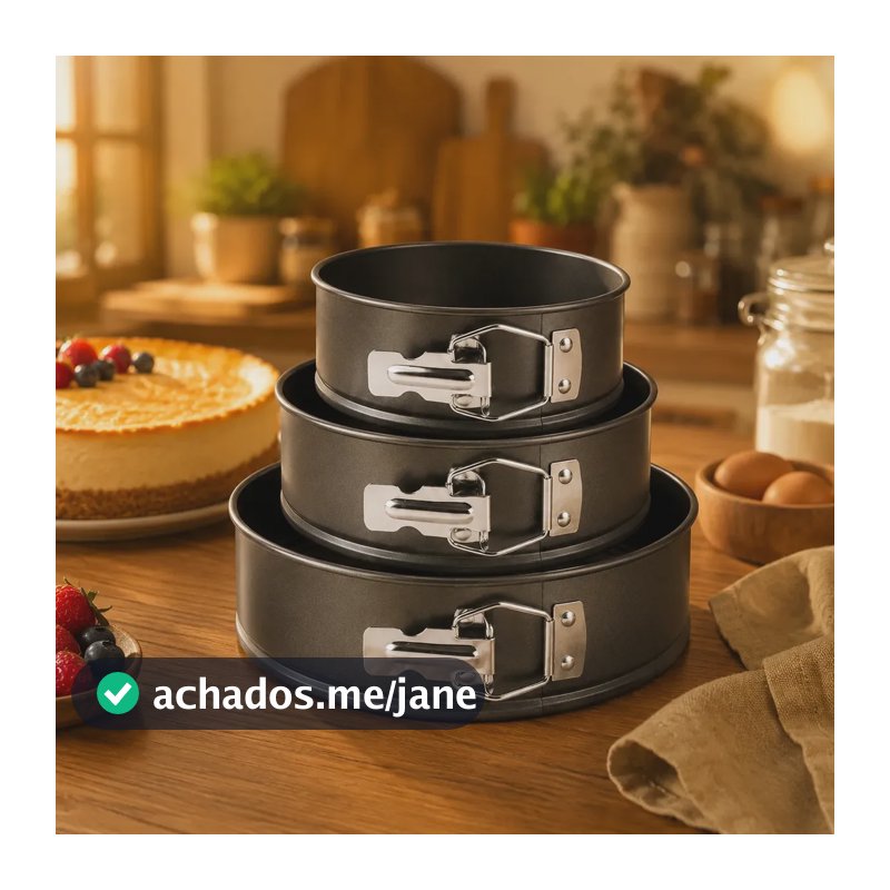 Kit 3 Formas Assadeiras Redonda Antiaderentes Com Fundo Removível Cozinha Bolo Torta