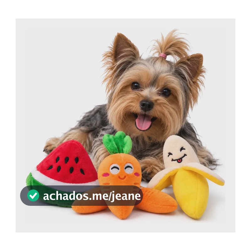 Kit 3 Pelucia Brinquedo Pet Pequenos Com Som Banana Cenoura