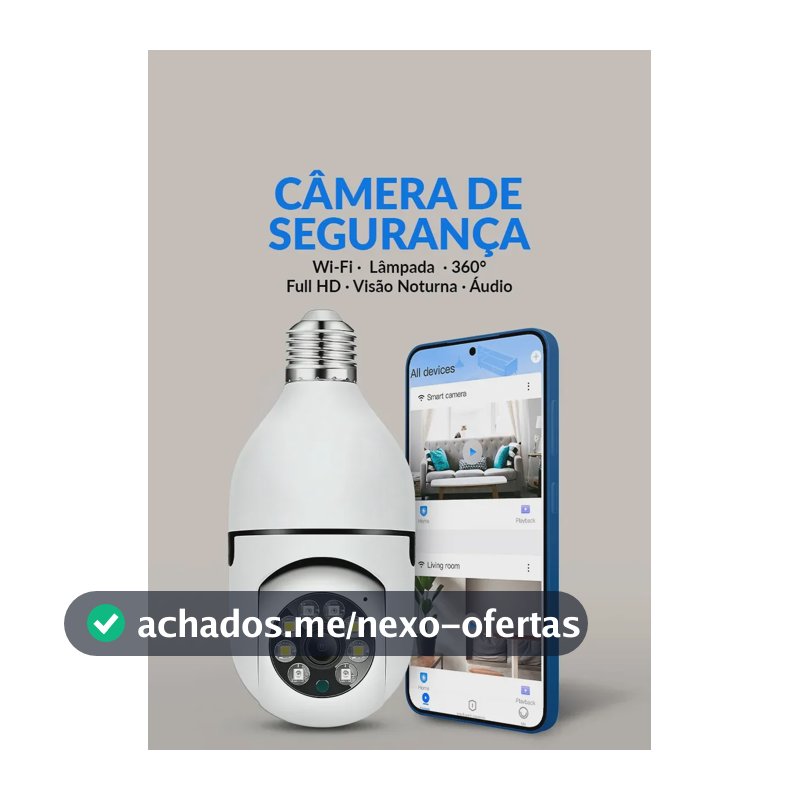 Câmera Lâmpada IP Wi-Fi Raytechno Full HD 1080p com Visão Noturna e Sensor de Movimento