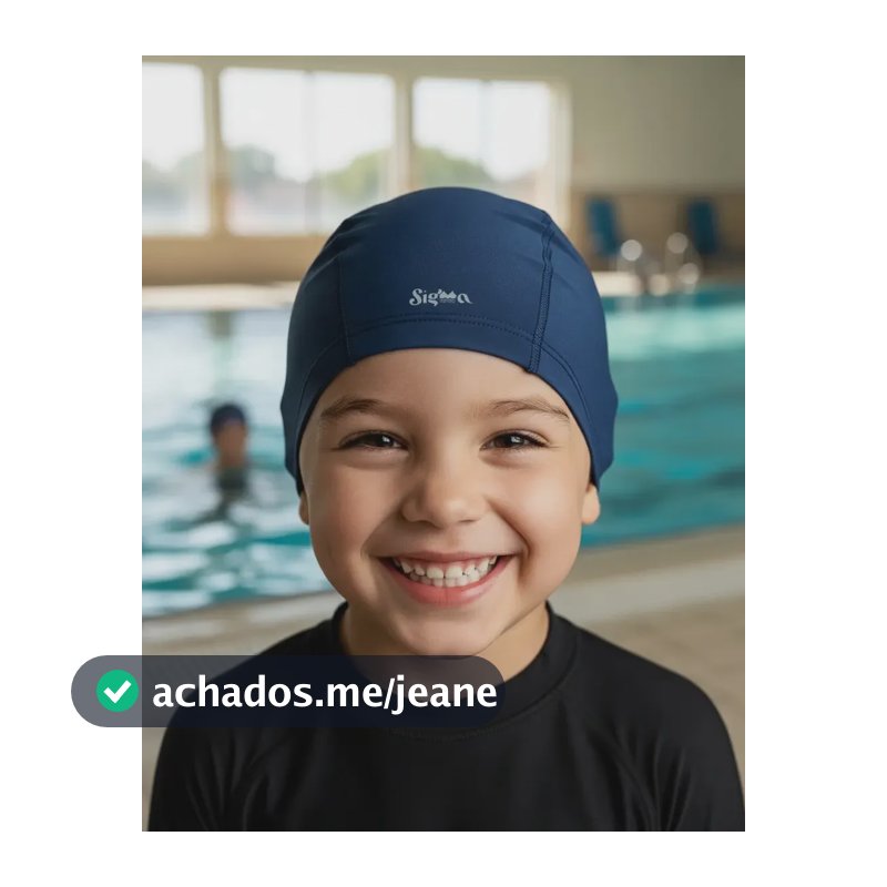 Touca Infantil Criança Menino Menina Natação Proteção Orelha Cor Touca Marinho Desenho do tecido Lisa Tamanho UN