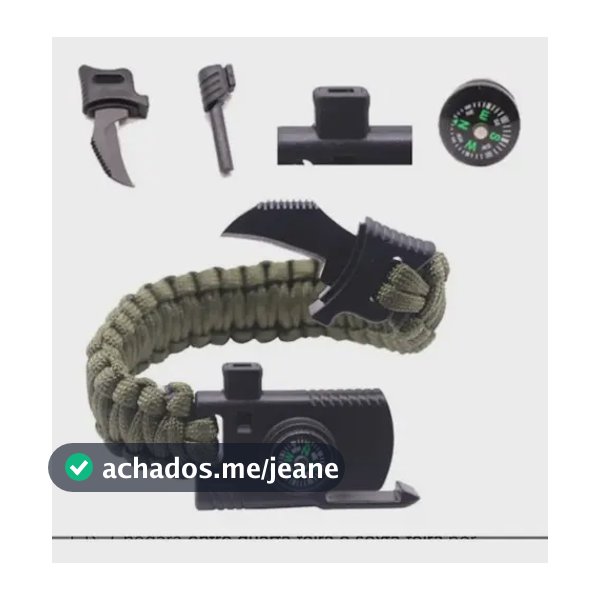 Pulseira Paracord Sobrevivência Militar Pederneira Bussola Cor Verde
