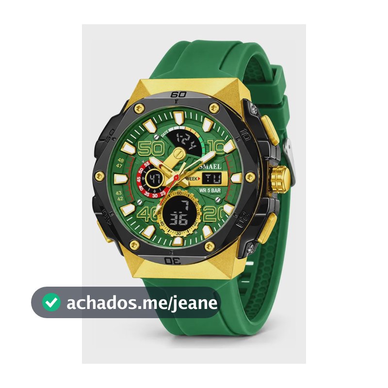 Relógio Masculino Smael 8113 Analógico Digital Com Caixa Verde Preto