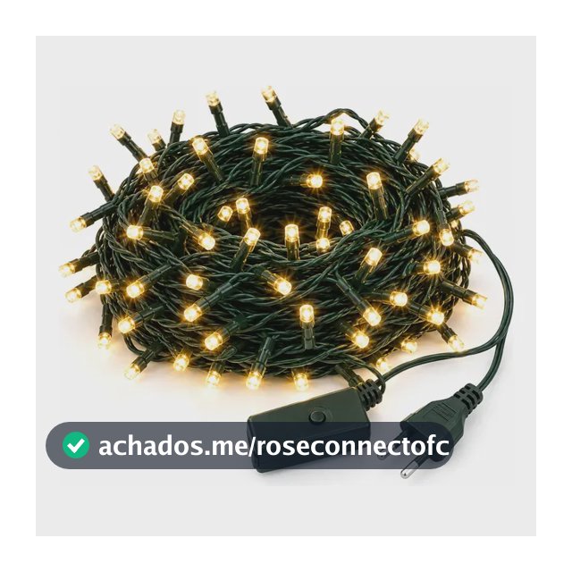 Cordão Pisca 100 Leds Natal Luz Branca Quente Fio Verde 10m Branco Quente 127v