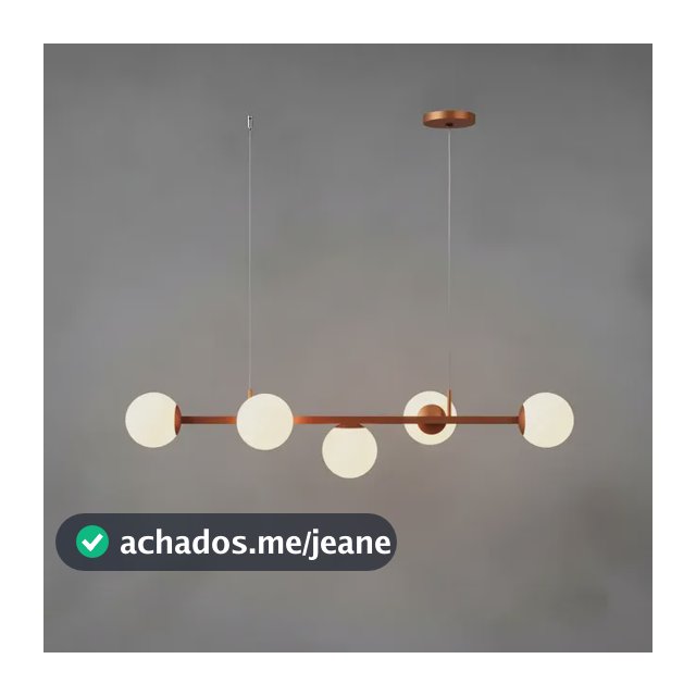 Pendente Jabuticaba Retangular 5 Globos Dourado 100cm