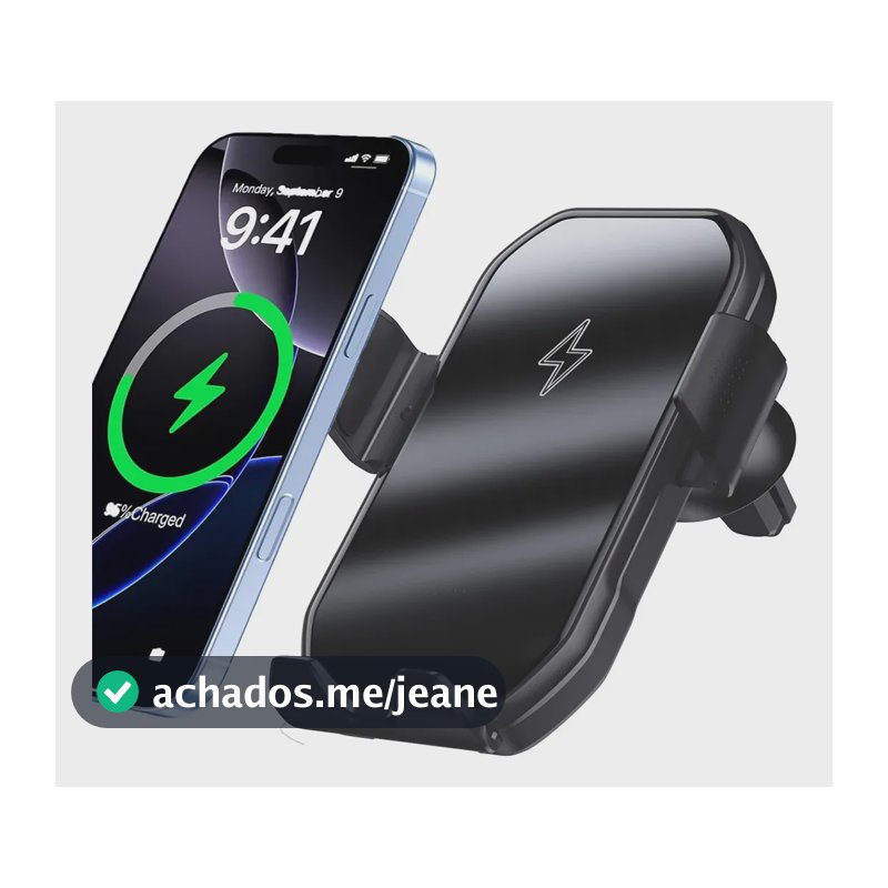 Suporte Veicular Para Celular Carregamento Sem Fio 15w Preto